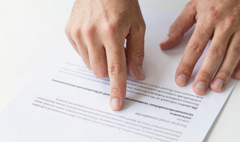 Close-up of Henrique Staron reviewing mechanical blueprints in a bright office.