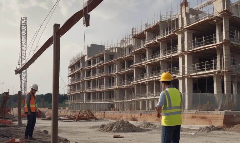 Close-up of wiring work inside a residential building under construction.