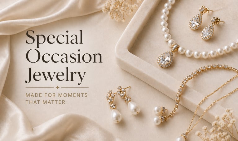 Elegant bridal jewelry set with pearl necklaces and diamond drop earrings on a silk background.