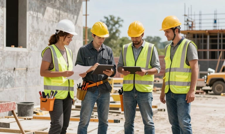 Close-up of high-grade roofing shingles stacked neatly on a construction site.