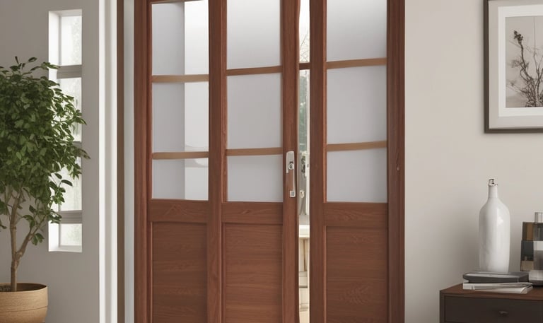 Modern aluminum and wood interior door installation in a contemporary home.