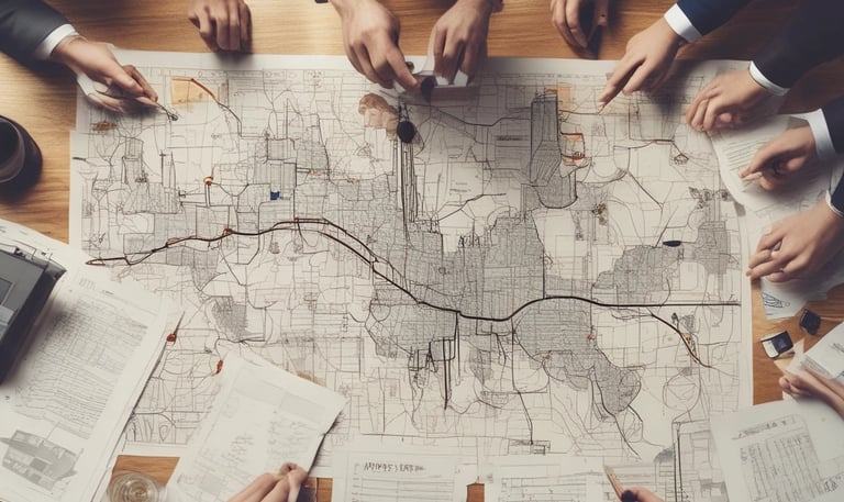 A coach guiding a focused sales team around a conference table with charts and laptops.
