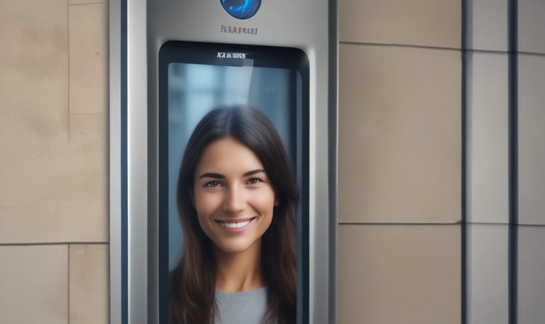 Close-up of a modern security camera mounted on a building corner.