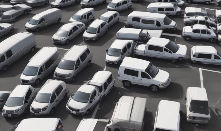 A driver behind the wheel of a truck on a highway, with a clear blue sky and open road ahead.