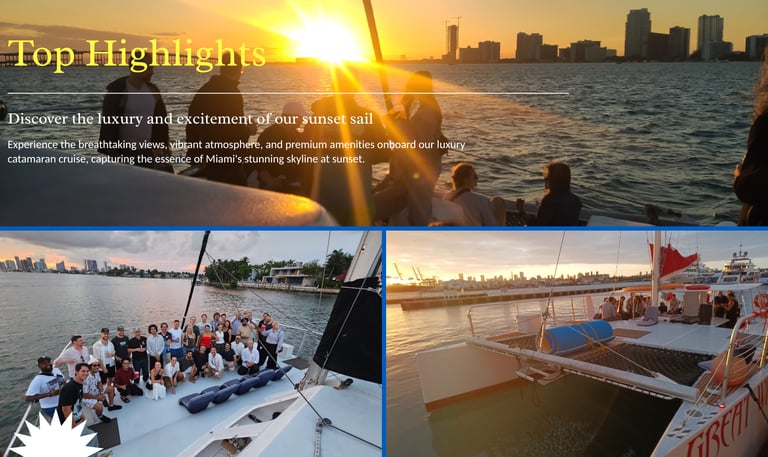 South Beach Sunset sail people on a catamaran in miami