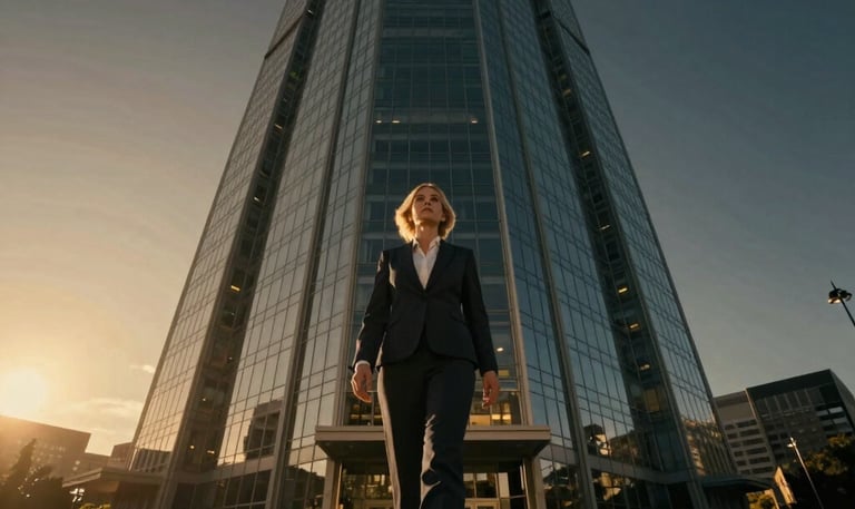 A confident business leader speaking passionately to a small group in a bright, modern office.