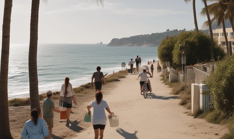 Interior of a minimalist suite featuring soft blue tones and natural wood accents.