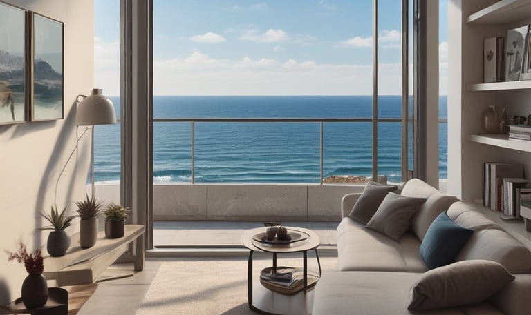 A serene balcony view overlooking the turquoise Caribbean Sea at sunset.