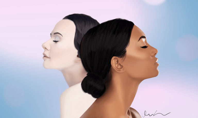 A drawing of two women