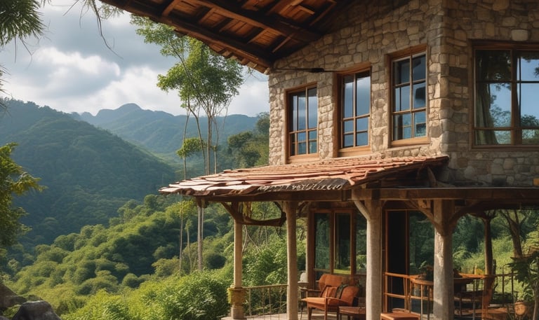A panoramic view of lush green plots of land in Jarabacoa under a bright blue sky.