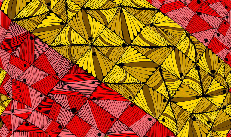 “Golden geometric seamless pattern with artistic stripe layering — part of Kraalikaa’s Prelude Colle