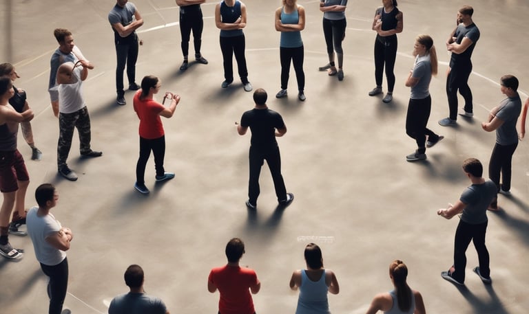 A group of individuals engaged in a private training session.