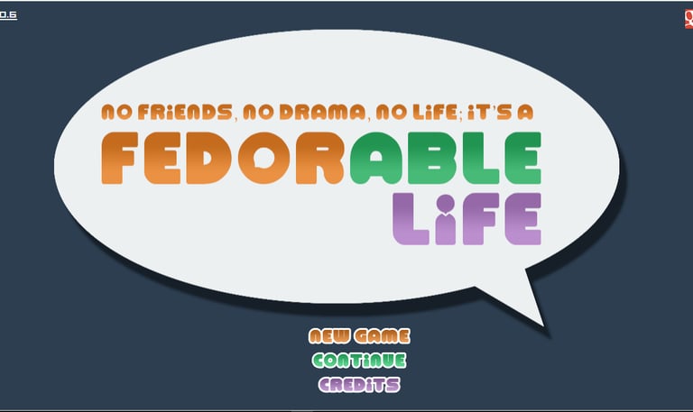 Screenshot of the main menu from the game 'Fedorable Life.'