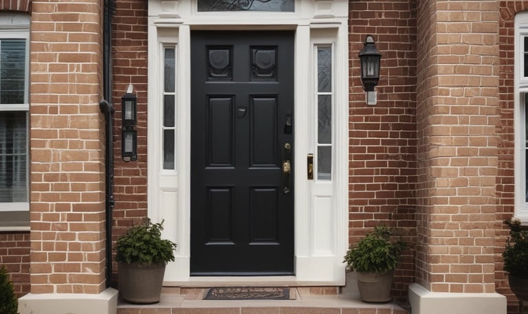 A close-up view of a fabric-covered chair with a textured pattern in shades of beige. The chair features white piping along the edges, creating a clean and elegant outline.