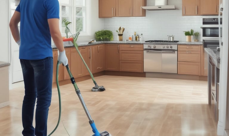 A group of workers wearing orange safety uniforms and helmets are cleaning a paved street area near a crosswalk. They are using hoses and brooms to clean the wet surface. Surrounding buildings, including a hotel named 'ROYAL HOTEL SAIGON,' and trees can be seen in the background.
