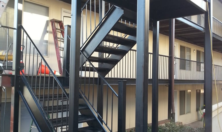 Commercial Stairs with Stair Rails and Landings