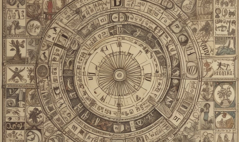 A collection of tarot cards spread out, with the card depicting 'The Star' prominently displayed on top. The cards feature intricate and colorful illustrations with various symbols and figures.