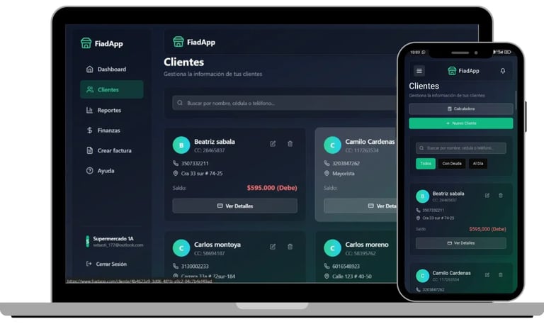 Aplicación para llevar las cuentas de los fiados y finanzas del negocio.