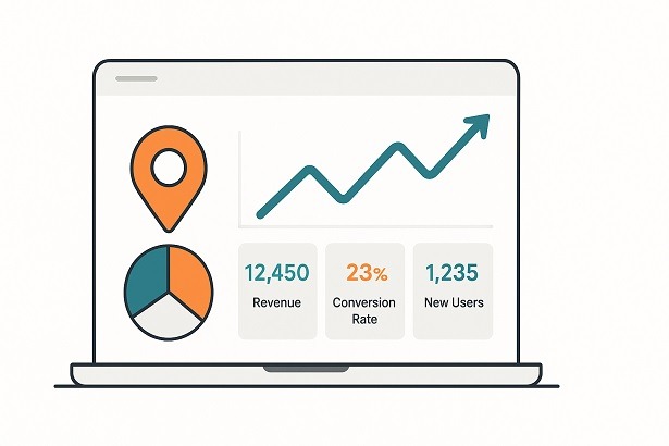 a laptop screen showing a chart of data and statistics