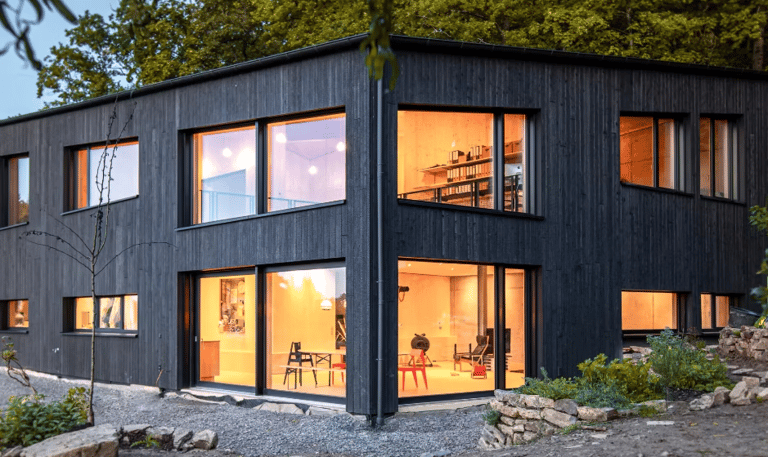Timber cladding on timber frame building