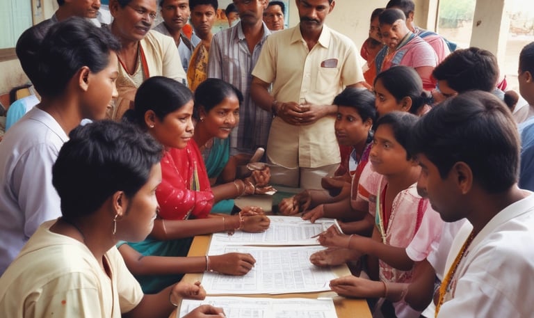 A health camp providing free medical check-ups to locals.