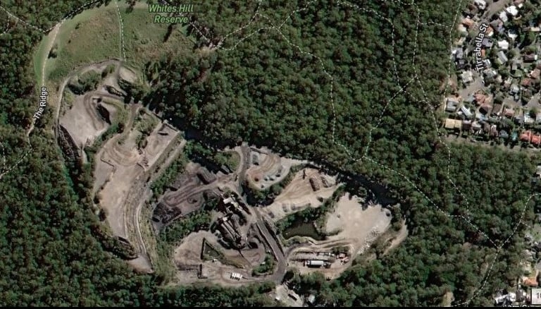 An aerial view of Pine Mountain Quarry in Whites Hill reserve, Brisbane briaben