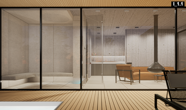 minimalistinis interjeras SPA erdvė