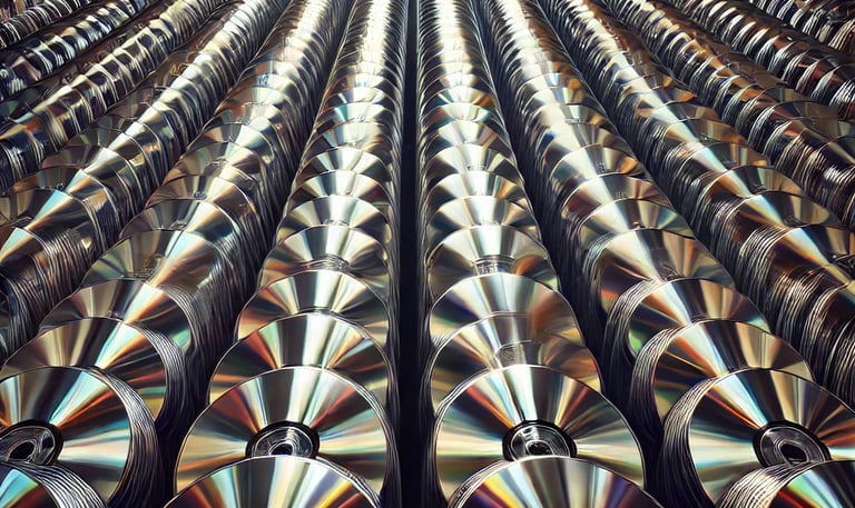Rows and rows of shiny discs.