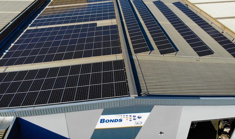 a factory with solar panels