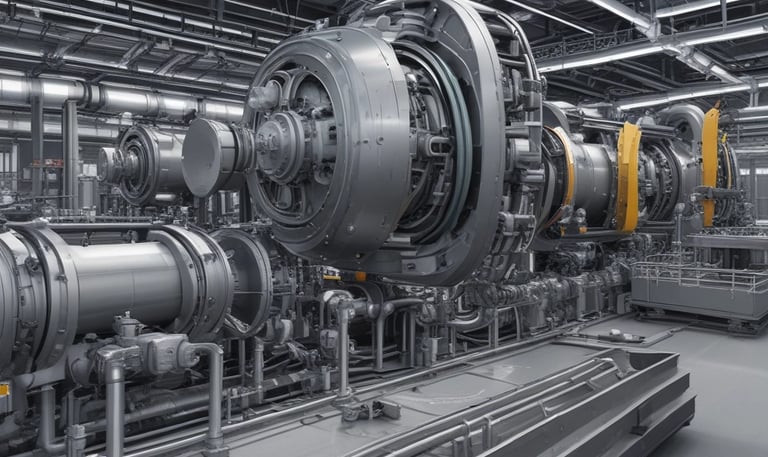 a large industrial steel pipework in a factory