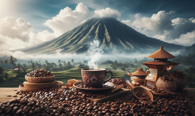 a coffee cup with coffee beans and coffee beans