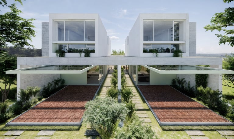 dos casas duplex con galerías y patios en tres gracias, alta gracia. por Arquitectura con sentido.