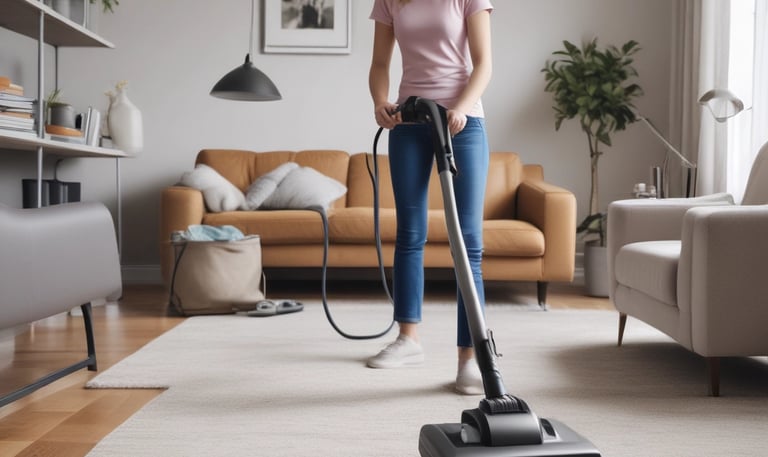 A professional cleaning team at work in a vacation rental.