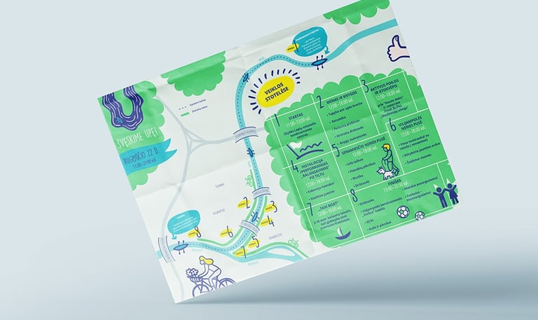 Event map. Each year a new route is created for the event, sometimes on one river, sometimes on the Neris and the Nemunas.