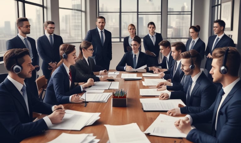 A vibrant building with a yellow facade and a red roof, surrounded by leafy trees and blue skies. The structure has a sign for a Shakti establishment and another sign for a lawyer's office. The windows are framed with green shutters, and there are several plants in front of the building.