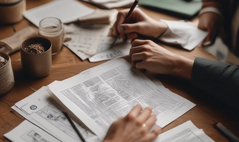 a group of people standing in a room