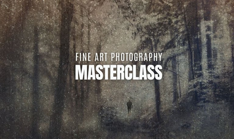 Fine Art Photography Masterclass - A moody, textured forest scene with a lone figure in the distance