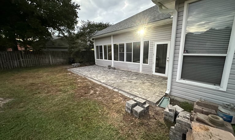 a patio with a patio with a patio area