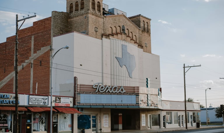 Downtown Taylor TX street with water damage restoration response after flooding and mold damage