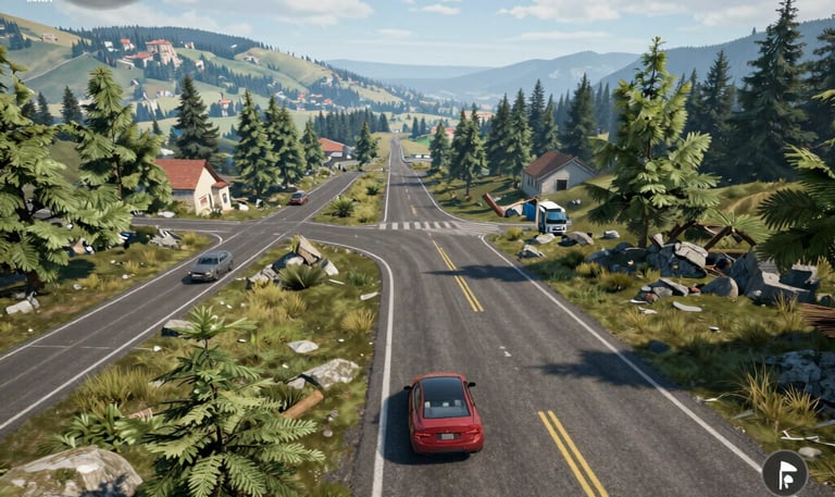 A sleek racing wheel and pedals setup glowing under ambient lighting.