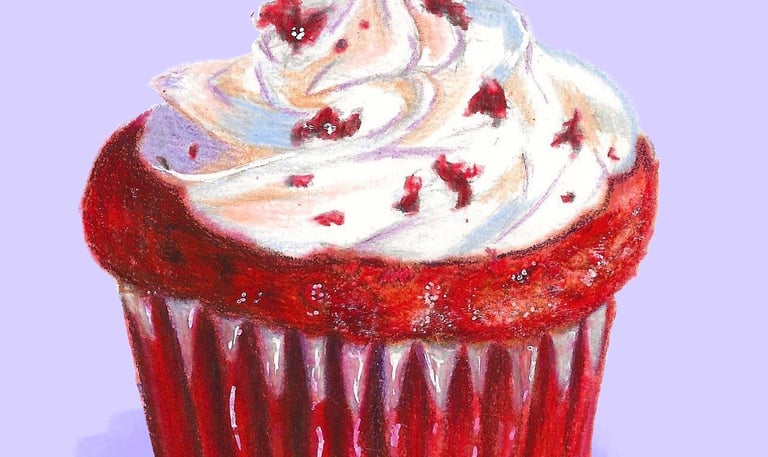 dessin cupcake crayons polychromos couleurs 