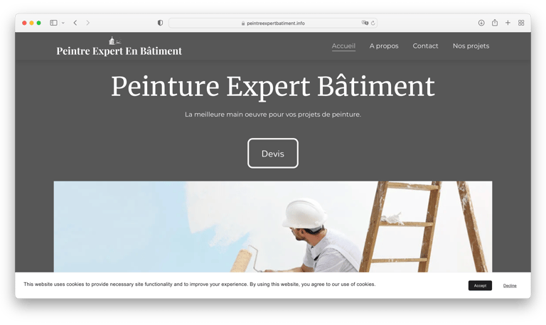 Page d'accueil du site Peintreexpertbatiment.info