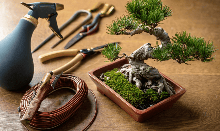 bonsai tree and bonsai tools