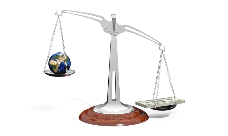 scales with money outweighing the earth