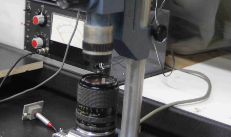 Test equipment in a Camera technicians' workshop