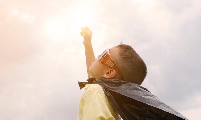 Photo of a kid superhero