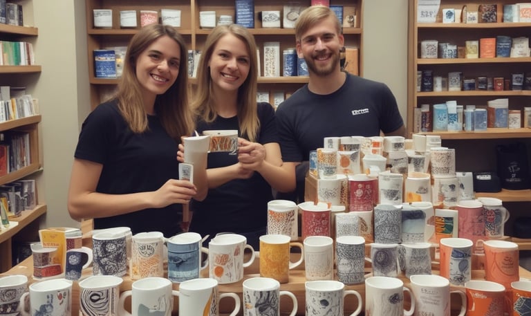 Wide shot of a busy industrial printing facility with multiple machines running simultaneously.