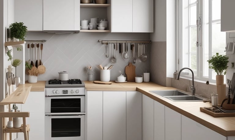 Before and after images of a living room renovation showing a modern, bright, and spacious design.