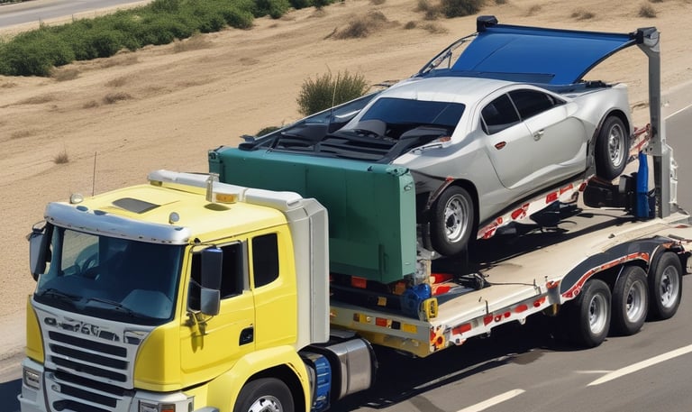Professional packers loading office furniture and computers onto a truck outside a commercial building.