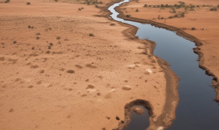 A modern cold storage facility surrounded by arid land showing energy-efficient design.
